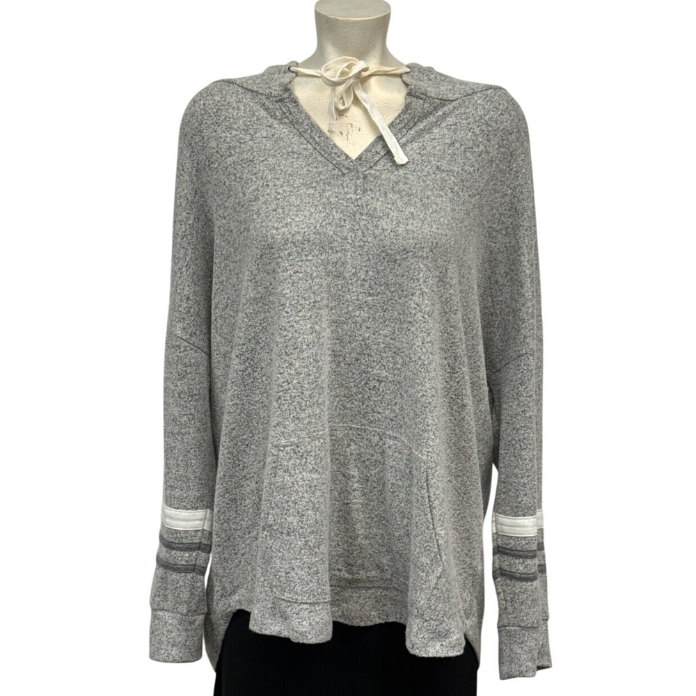Mix by 41 Hawthorn Gray Marled V-Neck Hoodie Pullover Top 2X WPK10061
